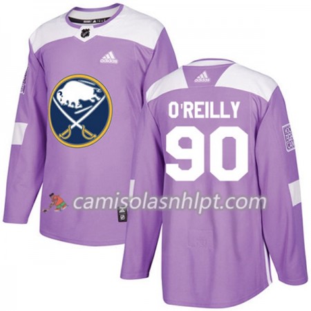 Camisola Buffalo Sabres Ryan OReilly 90 Adidas 2017-2018 Roxo Fights Cancer Practice Authentic - Homem